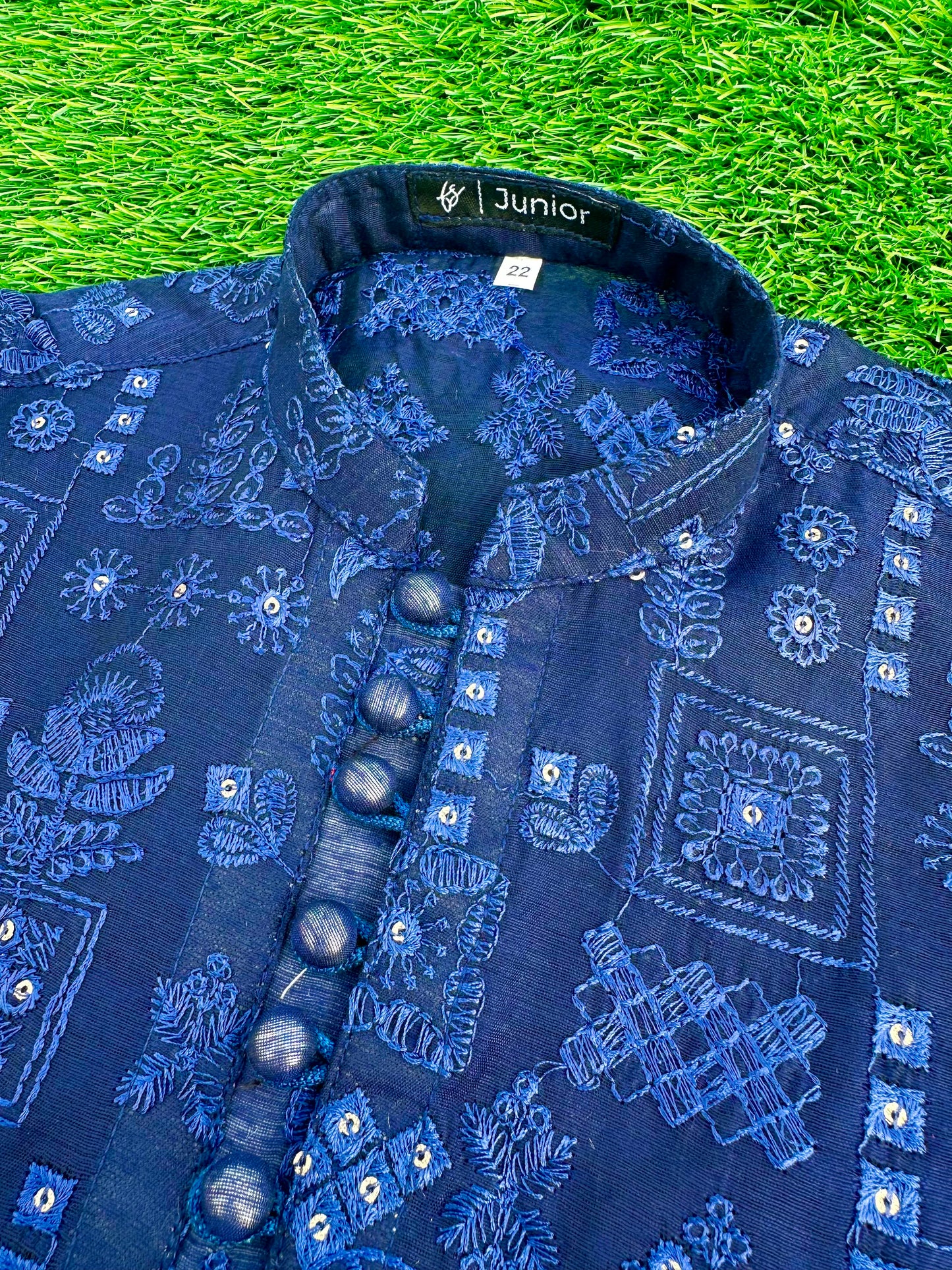 Navy Blue Embroidered Kurta Pajama