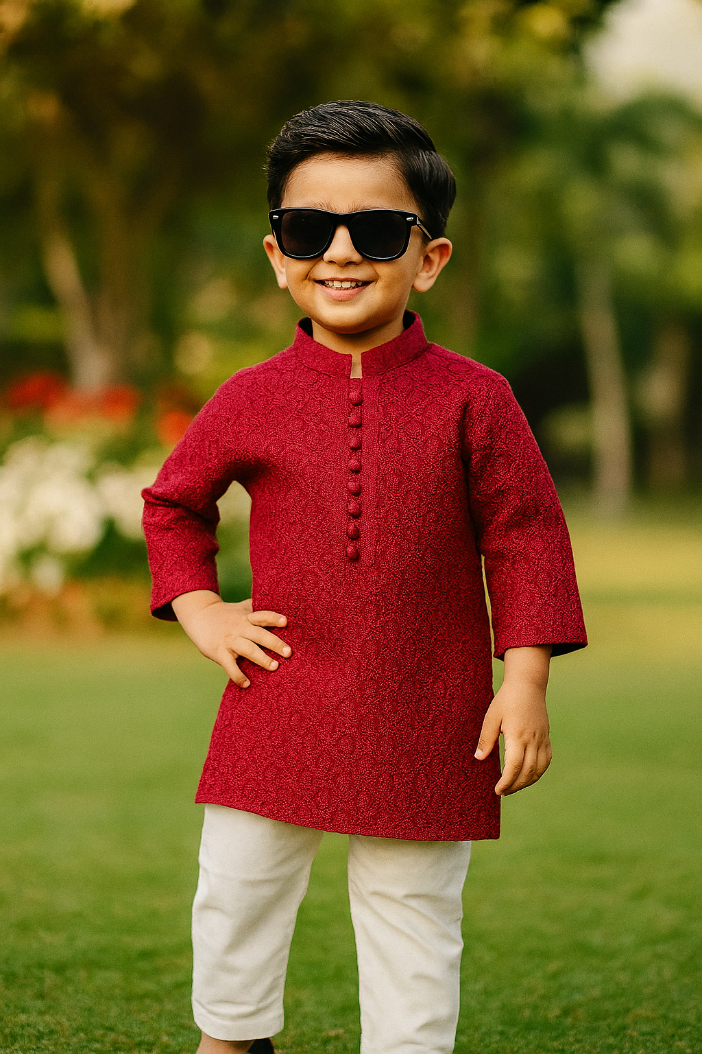 Red Chicken Kurta Pajama
