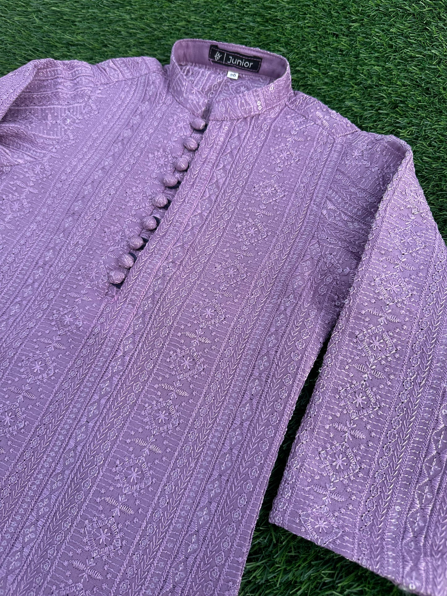 Lilac Embroidered Kurta Pajama