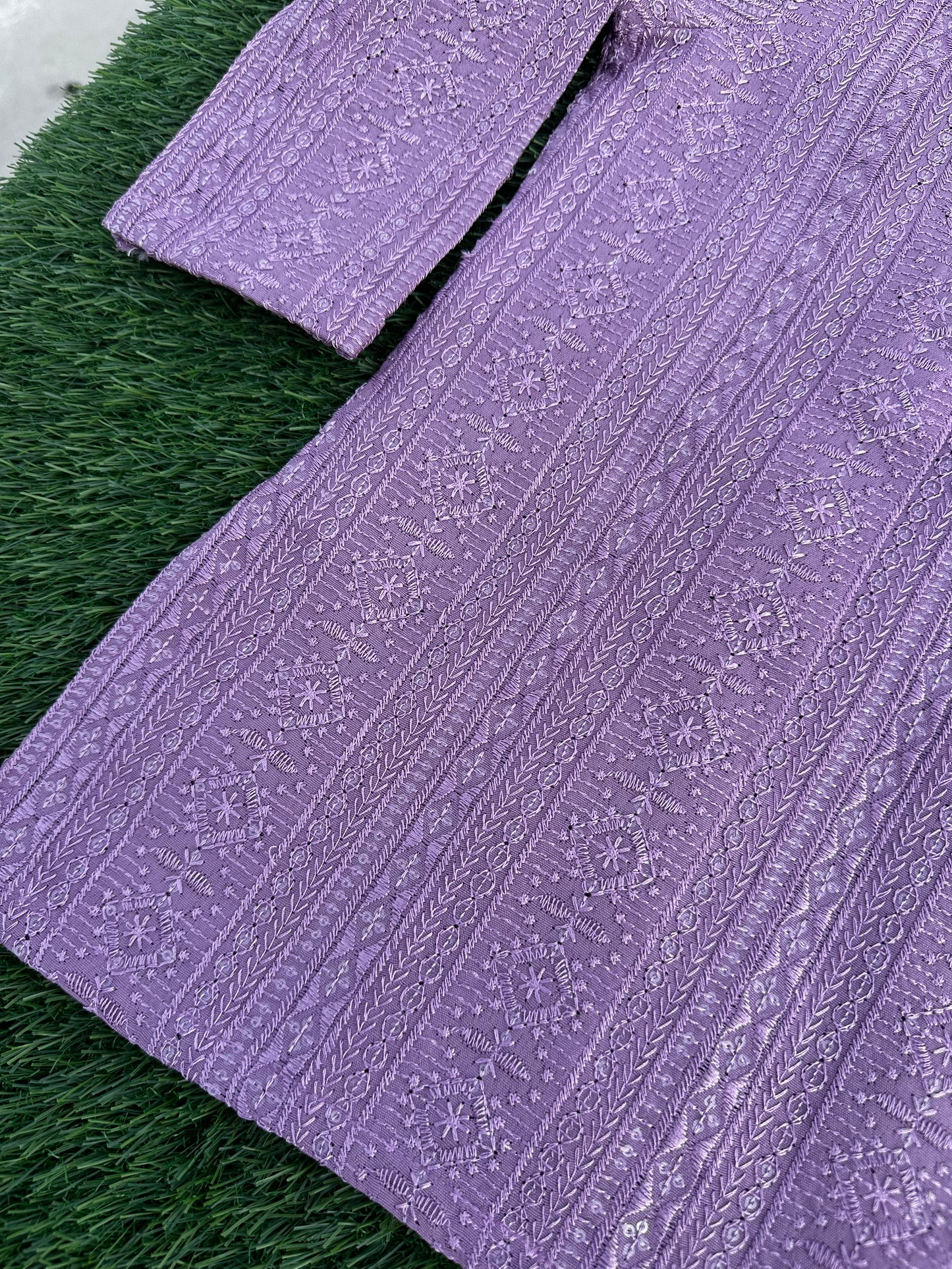 Lilac Embroidered Kurta Pajama