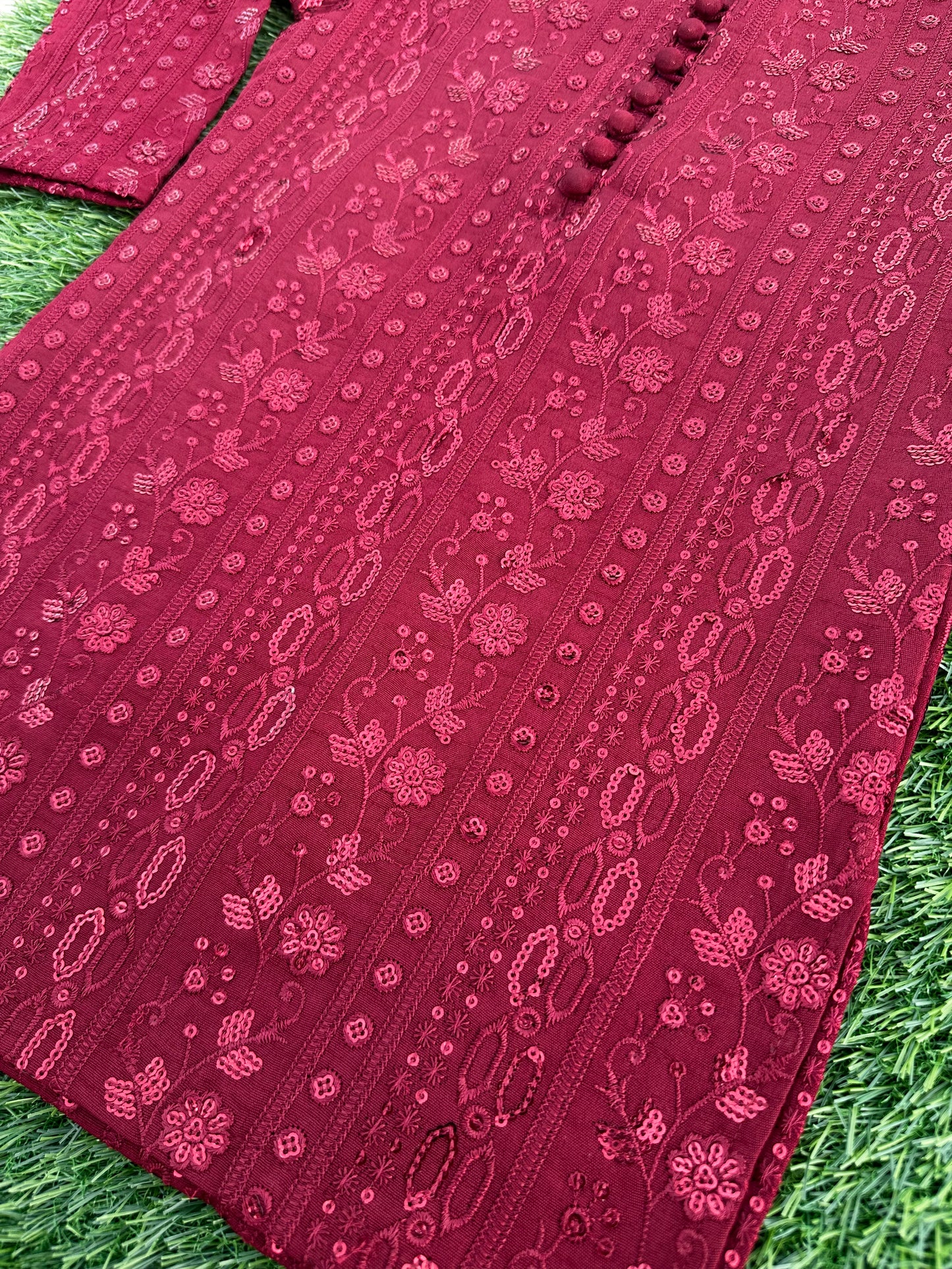 Blood Red Embroidered Premium Kurta Pajama