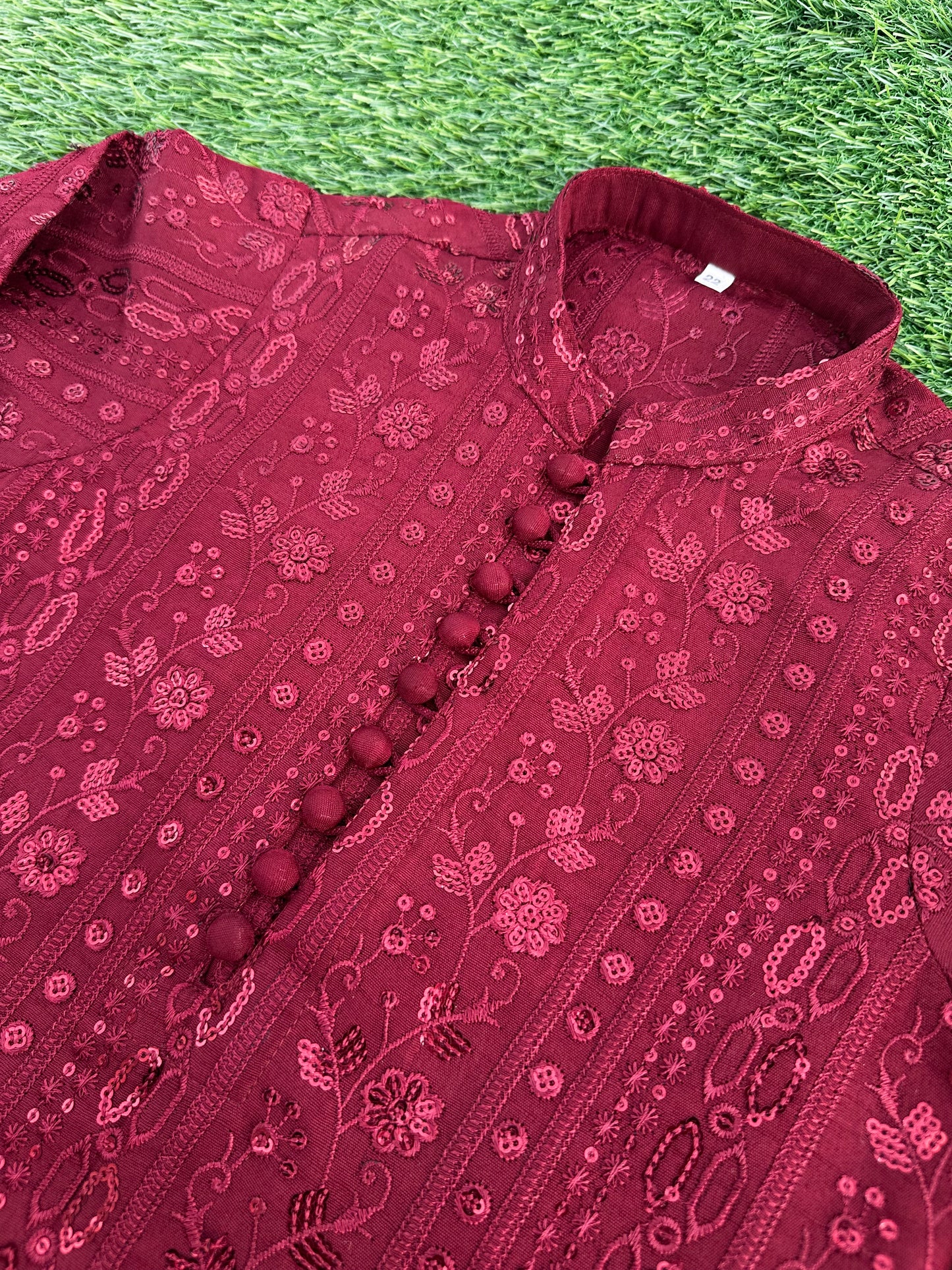 Blood Red Embroidered Premium Kurta Pajama