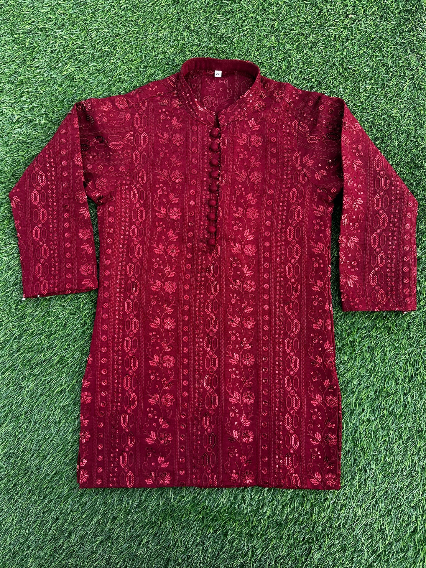 Blood Red Embroidered Premium Kurta Pajama