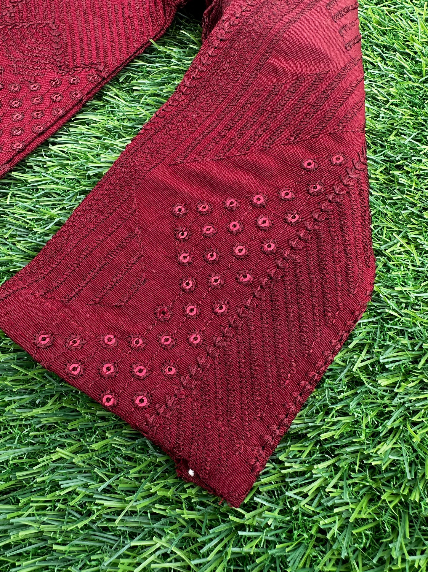 Maroon Embroidered Sequins Kurta Pajama