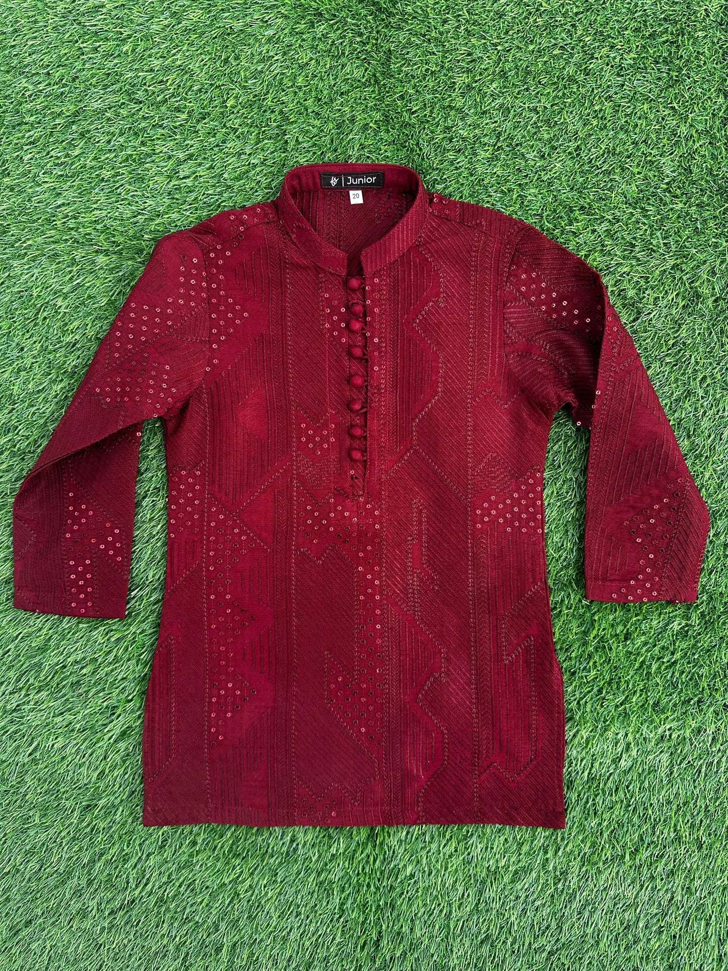 Maroon Embroidered Sequins Kurta Pajama