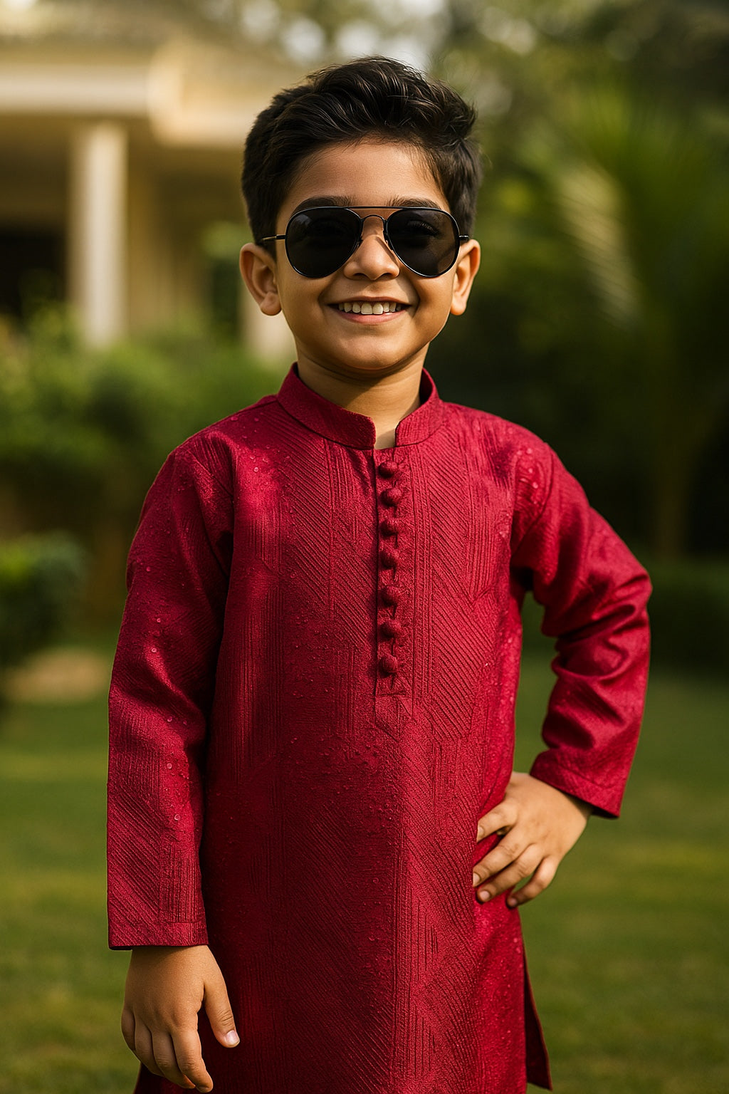 Maroon Embroidered Sequins Kurta Pajama