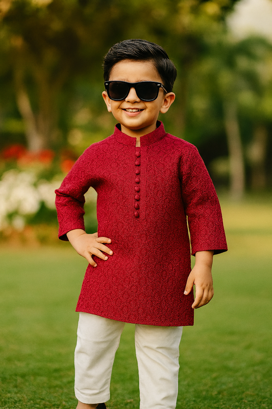Red Chicken Kurta Pajama