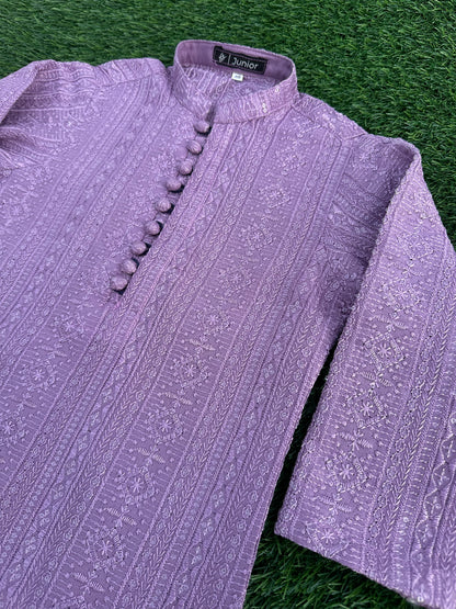 Lilac Embroidered Kurta Pajama