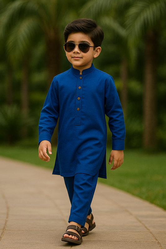 Royal Blue Plain Kurta Pajama