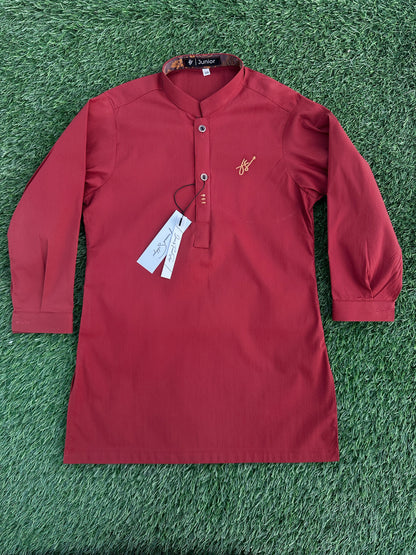 Rust Plain Kurta Pajama