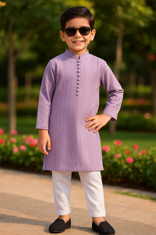Lilac Embroidered Kurta Pajama