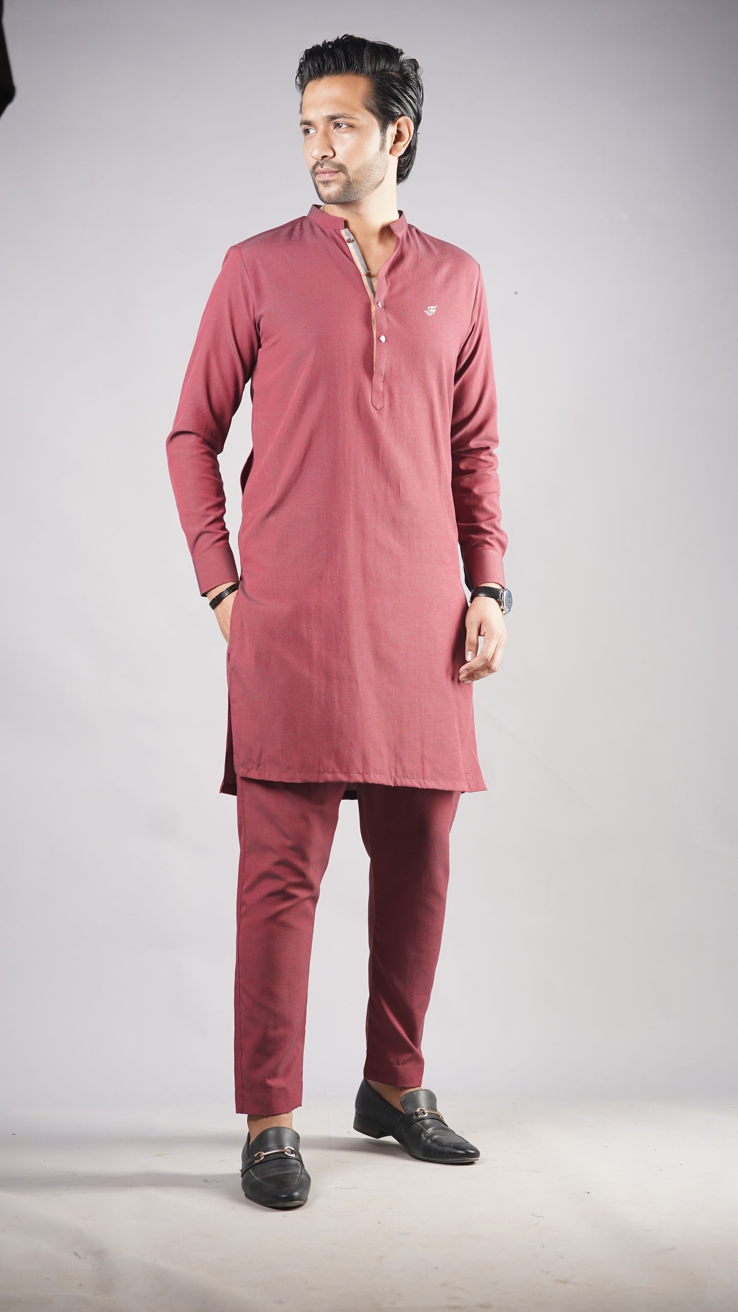 Maroon Premium Chambray Kurta Pajama