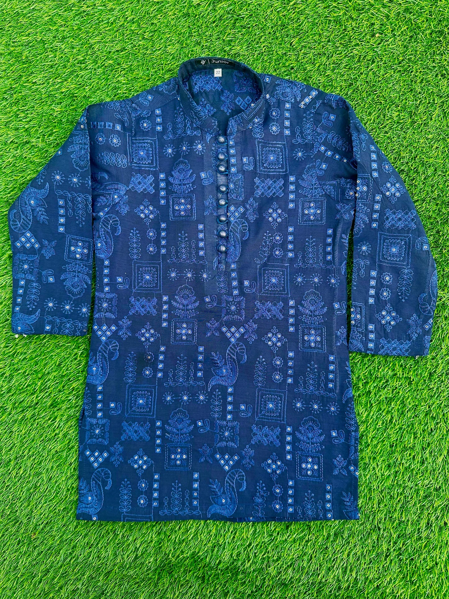 Navy Blue Embroidered Kurta Pajama