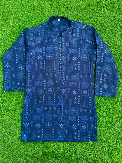 Navy Blue Embroidered Kurta Pajama