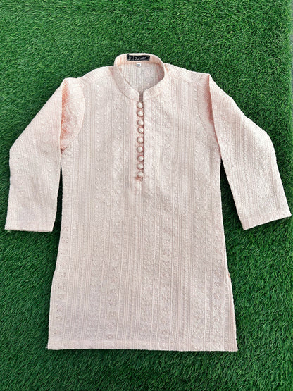 Baby Pink Embroidered Kurta Pajama