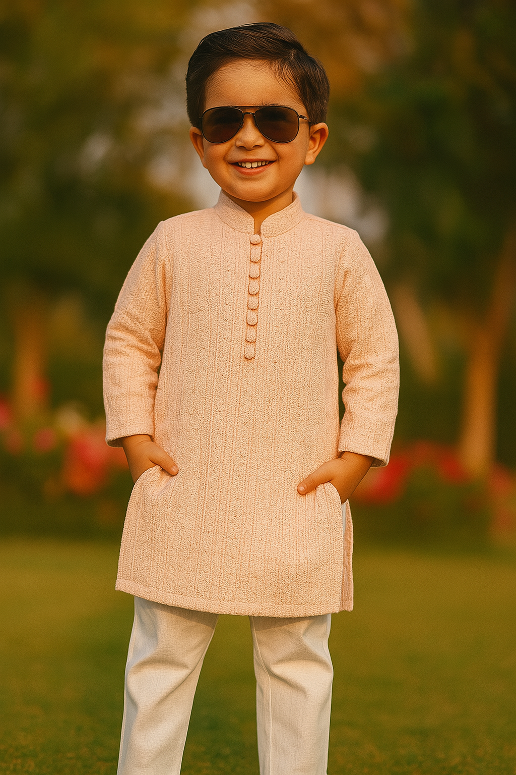 Baby Pink Embroidered Kurta Pajama