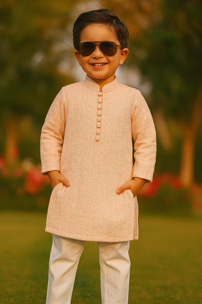 Baby Pink Embroidered Kurta Pajama