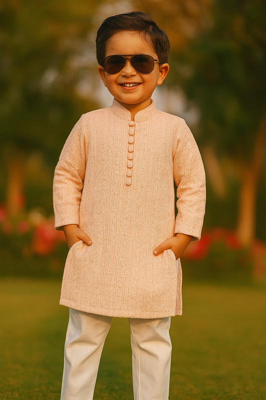 Baby Pink Embroidered Kurta Pajama