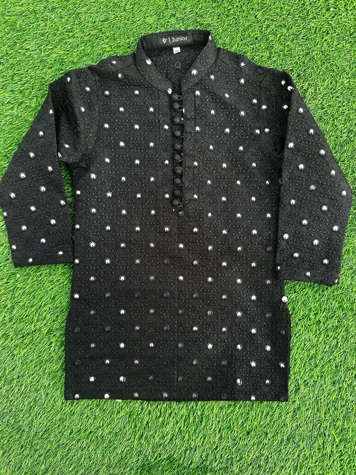 Black Sequins Embroidered Kurta Pajama