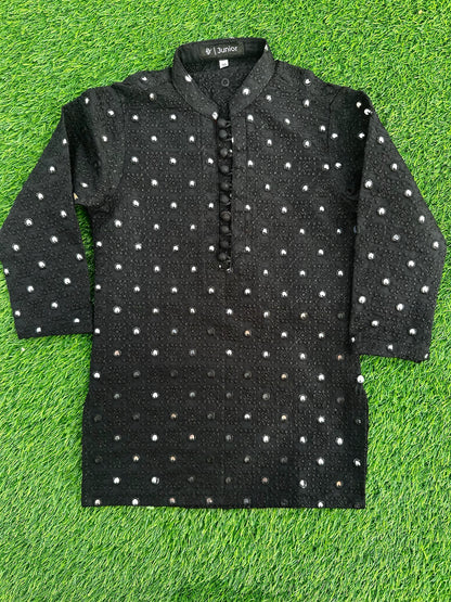 Black Sequins Embroidered Kurta Pajama