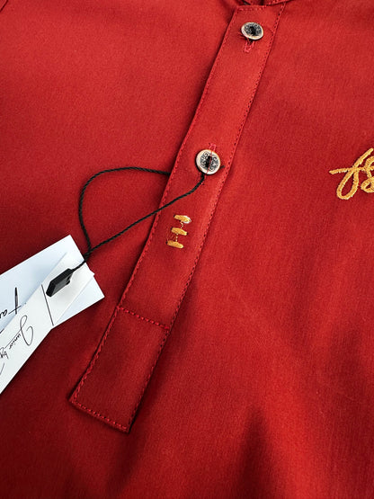 Rust Plain Kurta Pajama