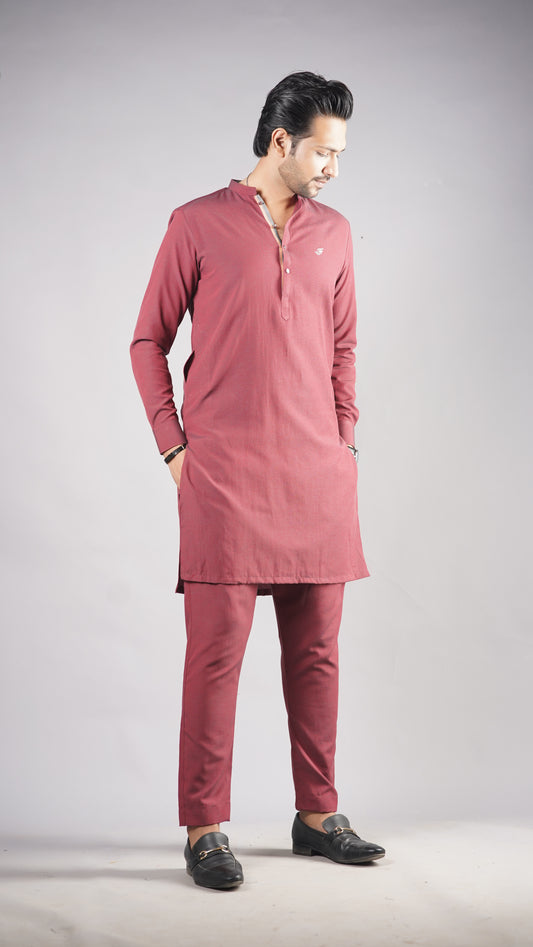 Maroon Premium Chambray Kurta Pajama