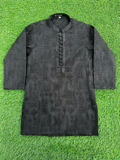 Black Embroidered Premium Kurta Pajama