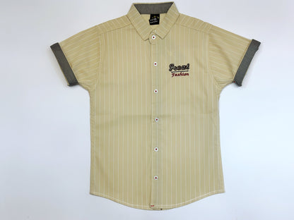 Beige Stiped Contrast Shirt