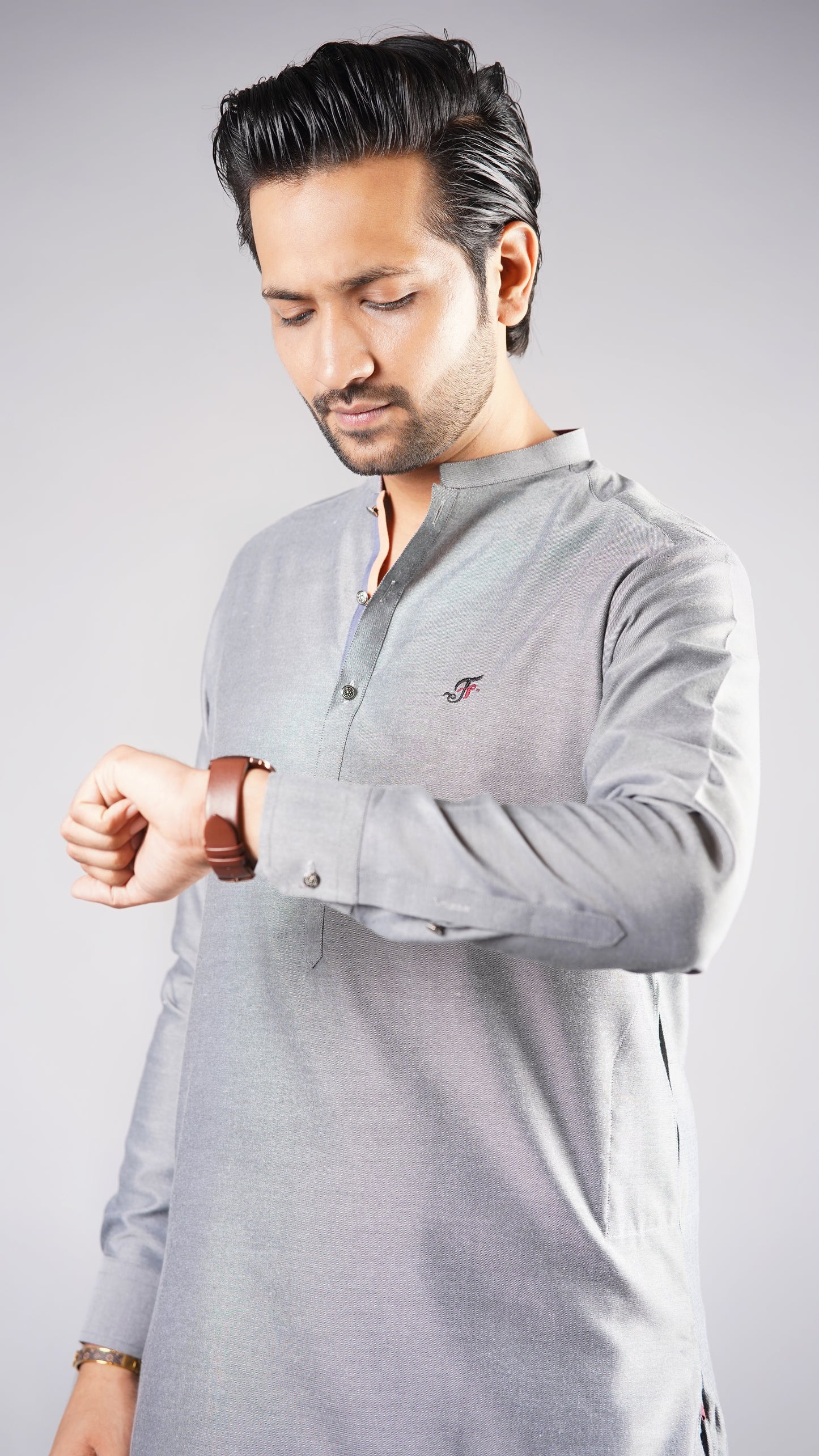 Grey Chambray Kurta Pajama