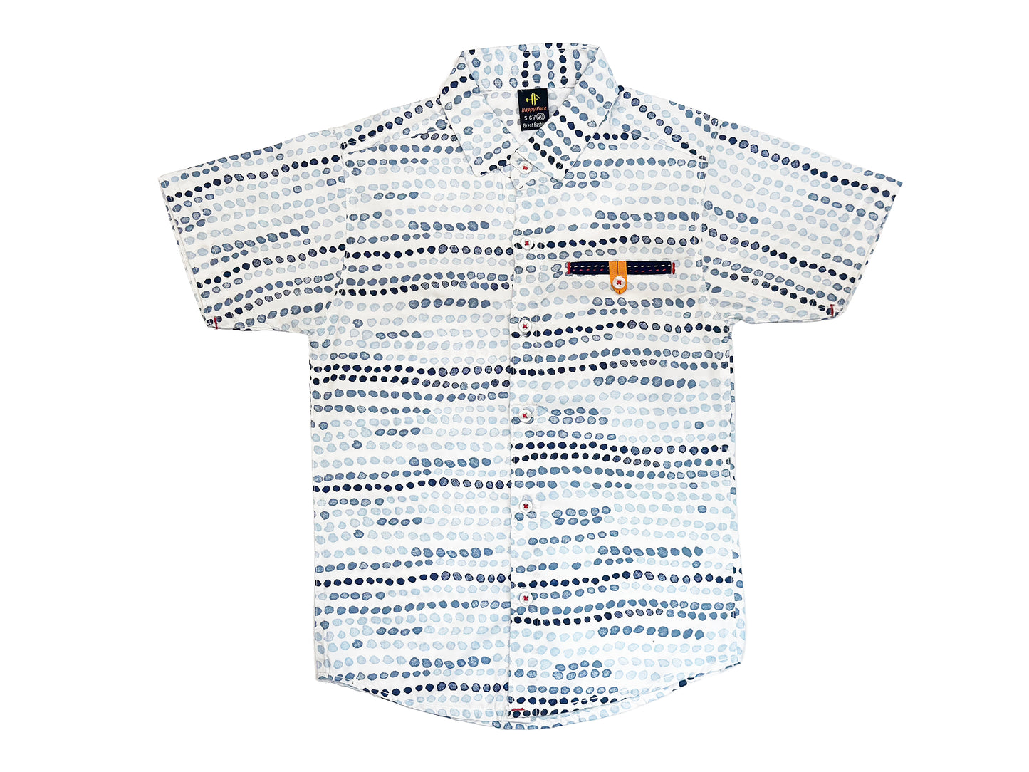 Short-sleeve shirt with a pattern on a white background