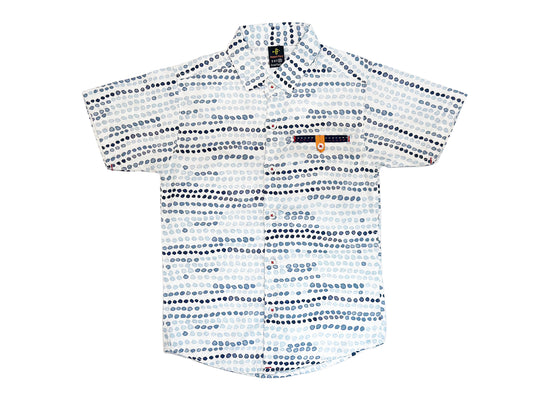 Short-sleeve shirt with a pattern on a white background