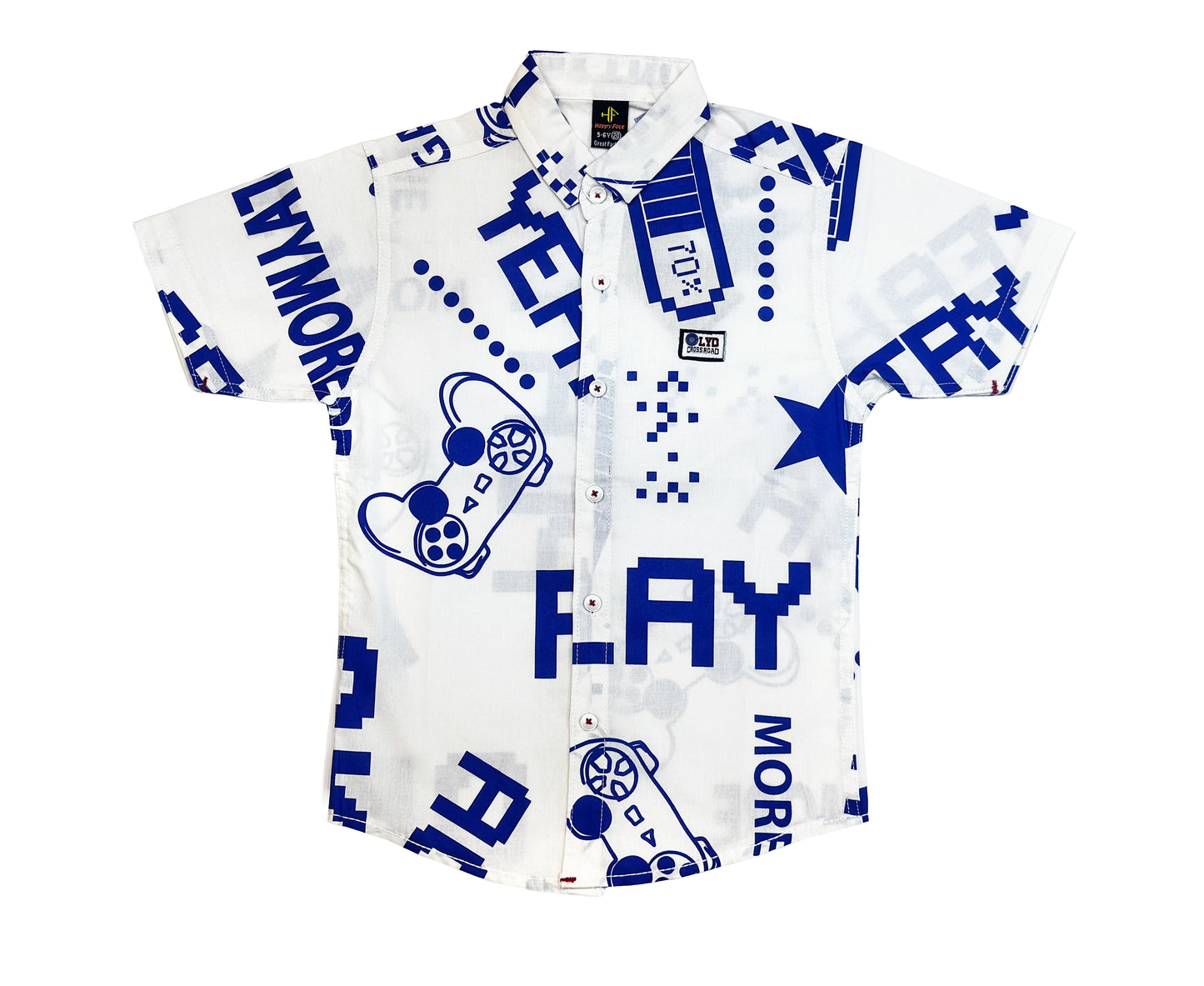 White & Blue Printed Shirt