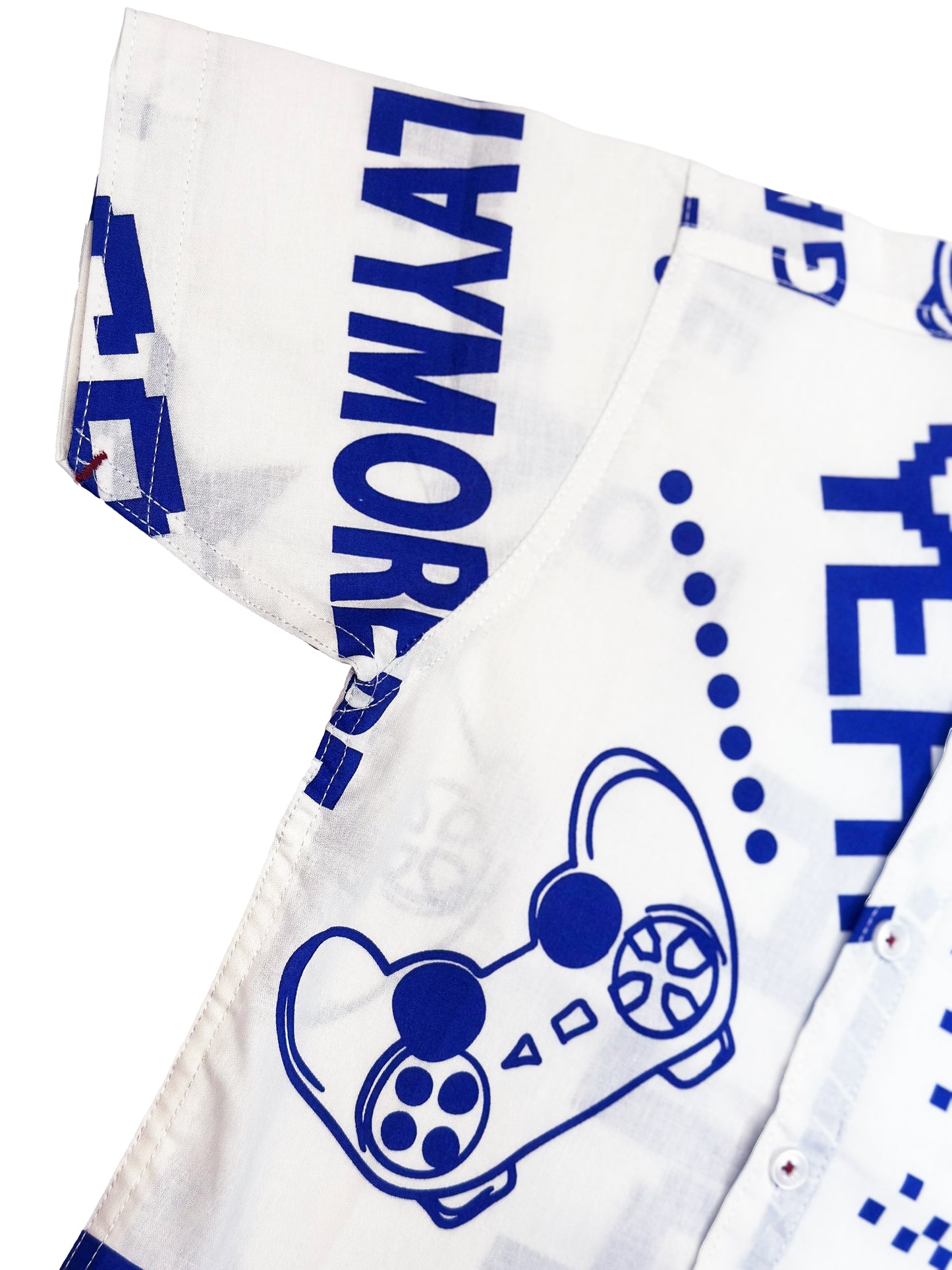 White & Blue Printed Shirt