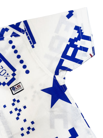 White & Blue Printed Shirt