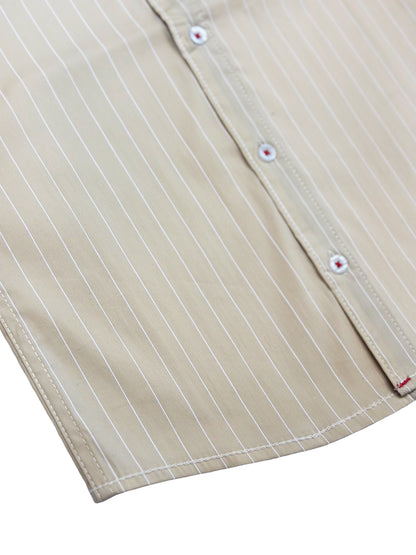 Beige Stiped Contrast Shirt