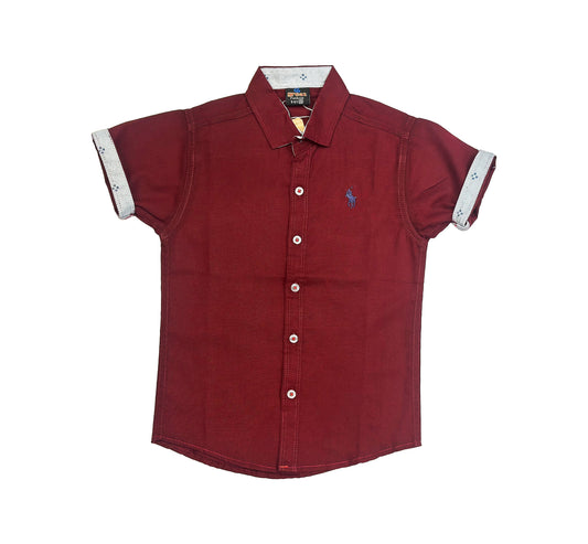Maroon Plain Contrast Shirt