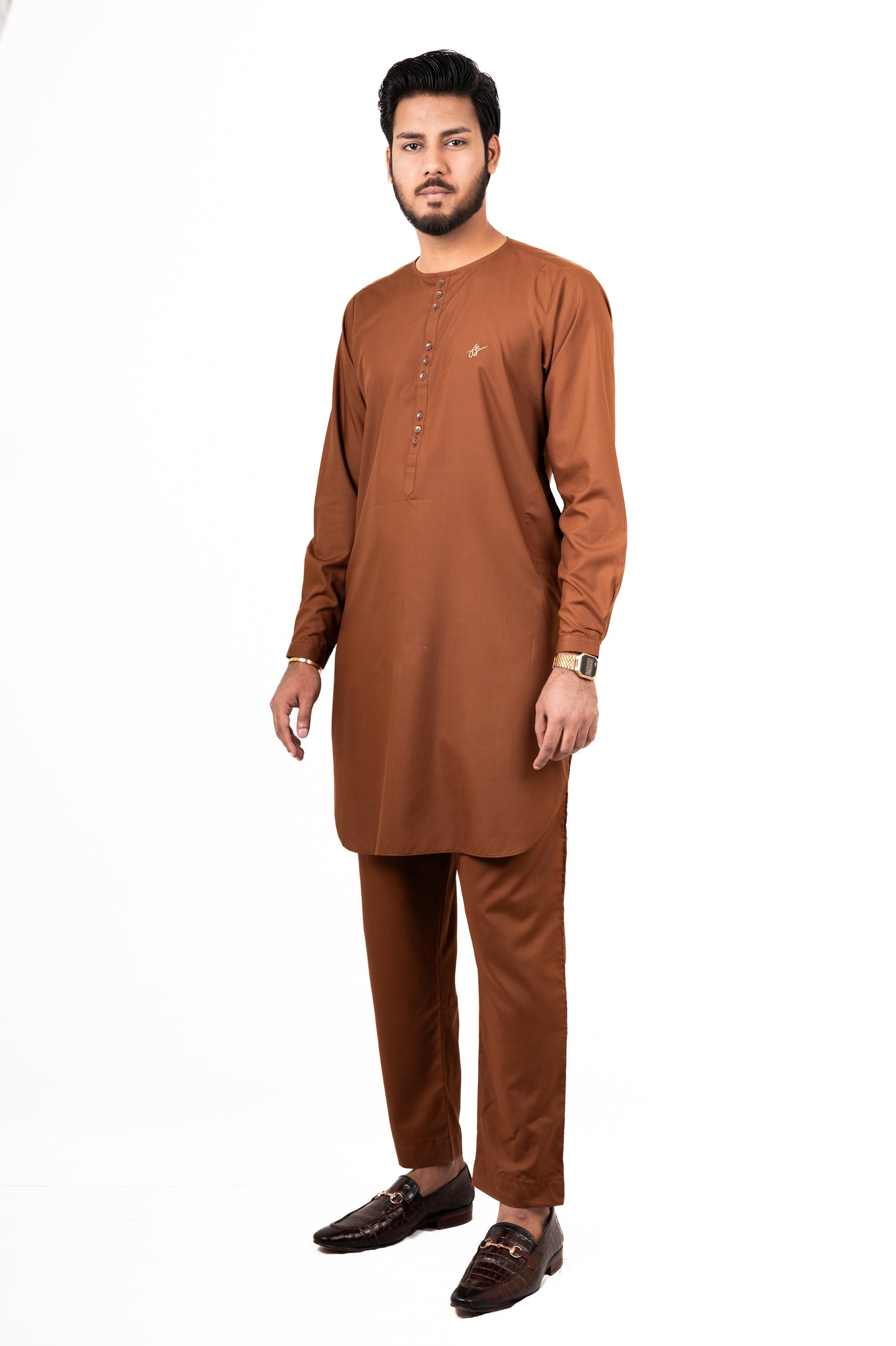 Brown Lucknowi Kurta Pajama