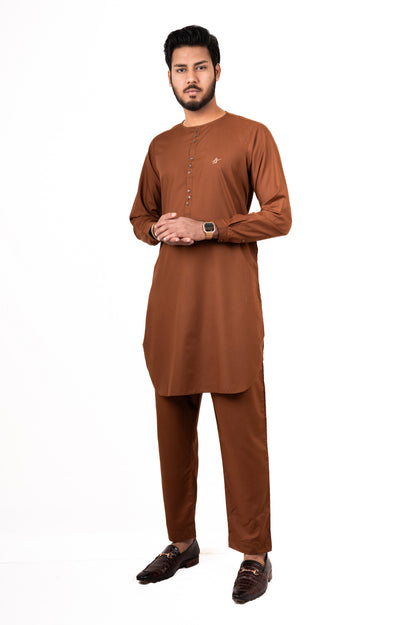Brown Lucknowi Kurta Pajama