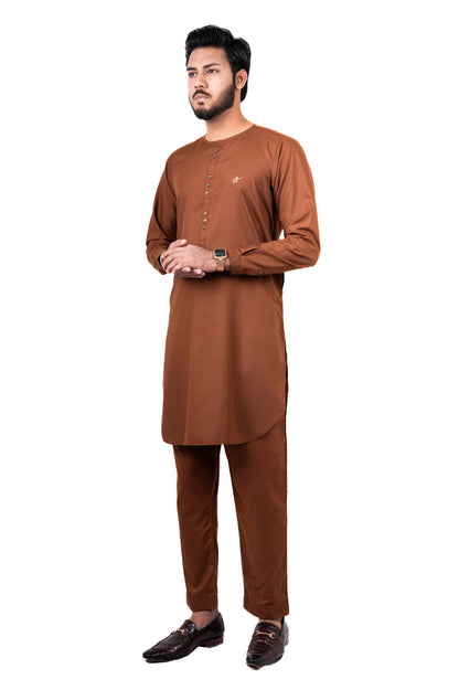 Brown Lucknowi Kurta Pajama