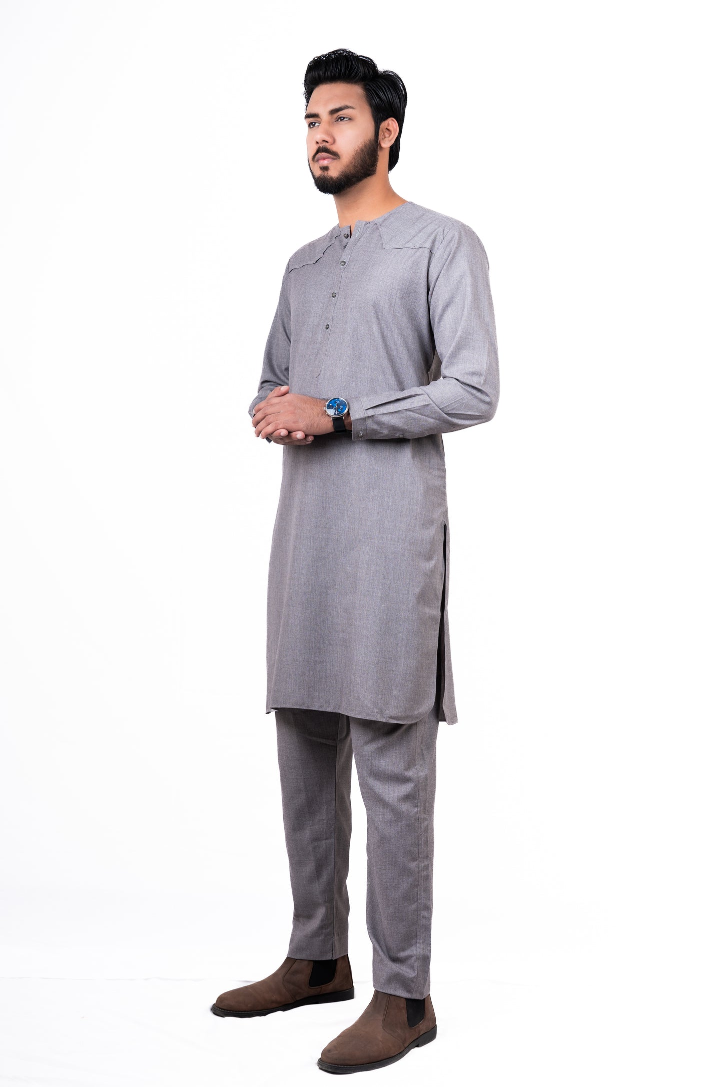 Grey Lucknowi Kurta Pajama
