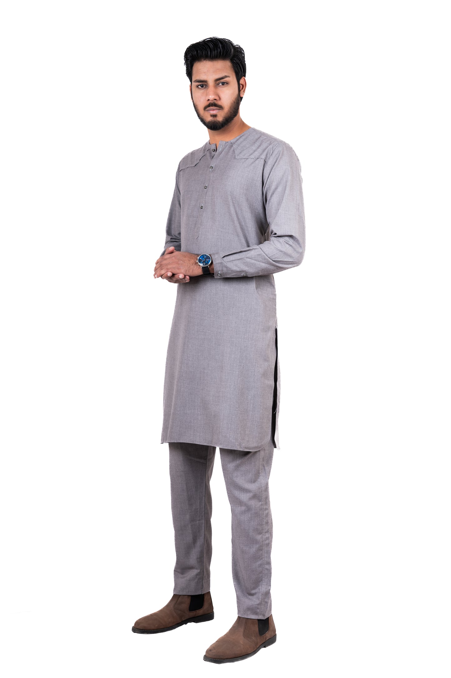 Grey Lucknowi Kurta Pajama