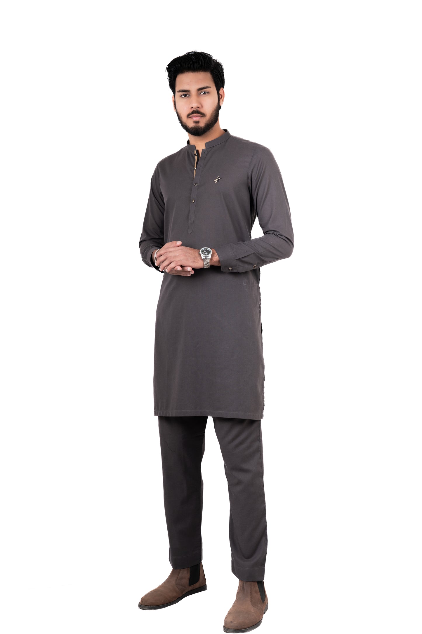 Grey Contrast Kurta Pajama