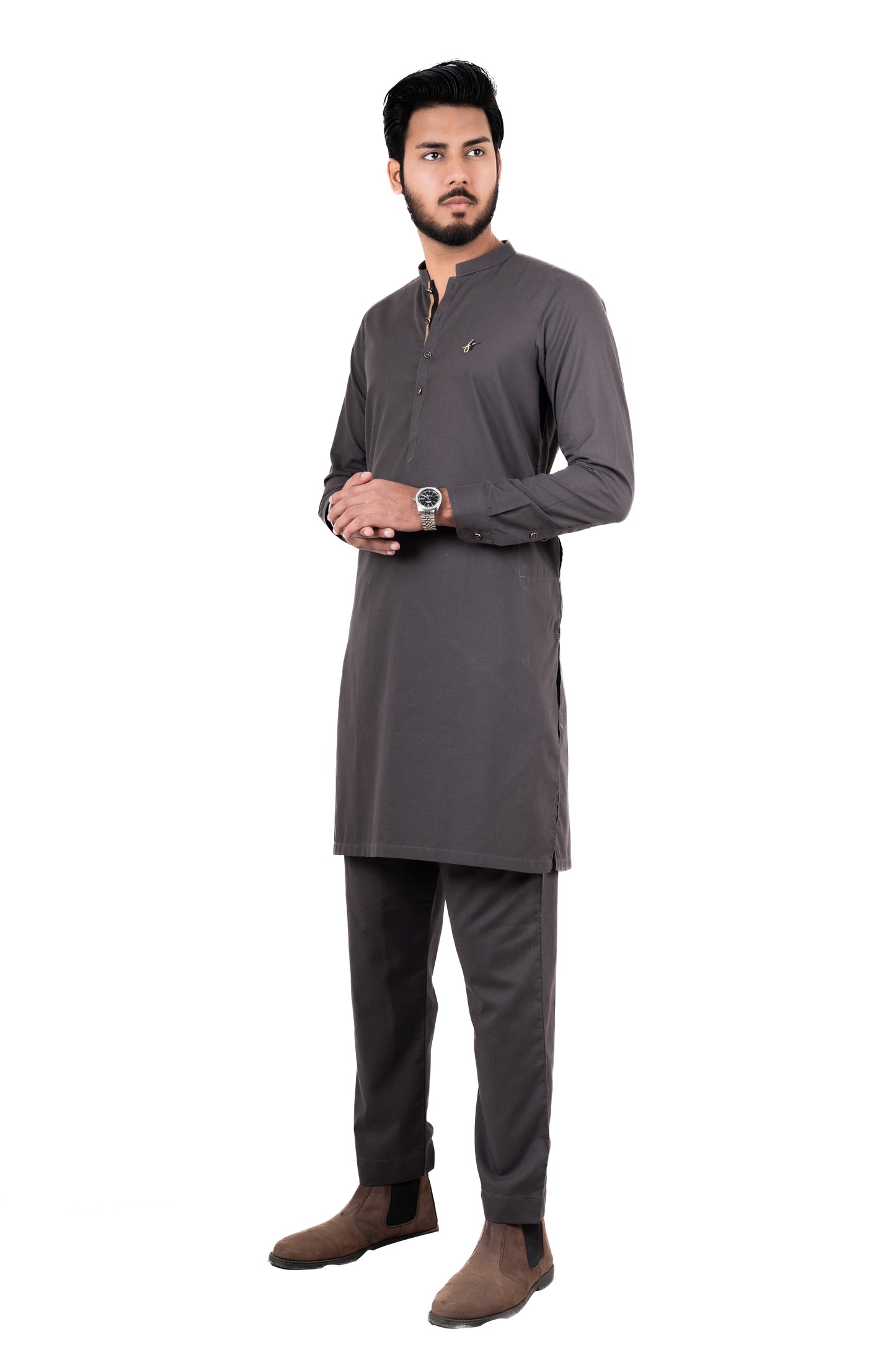 Grey Contrast Kurta Pajama