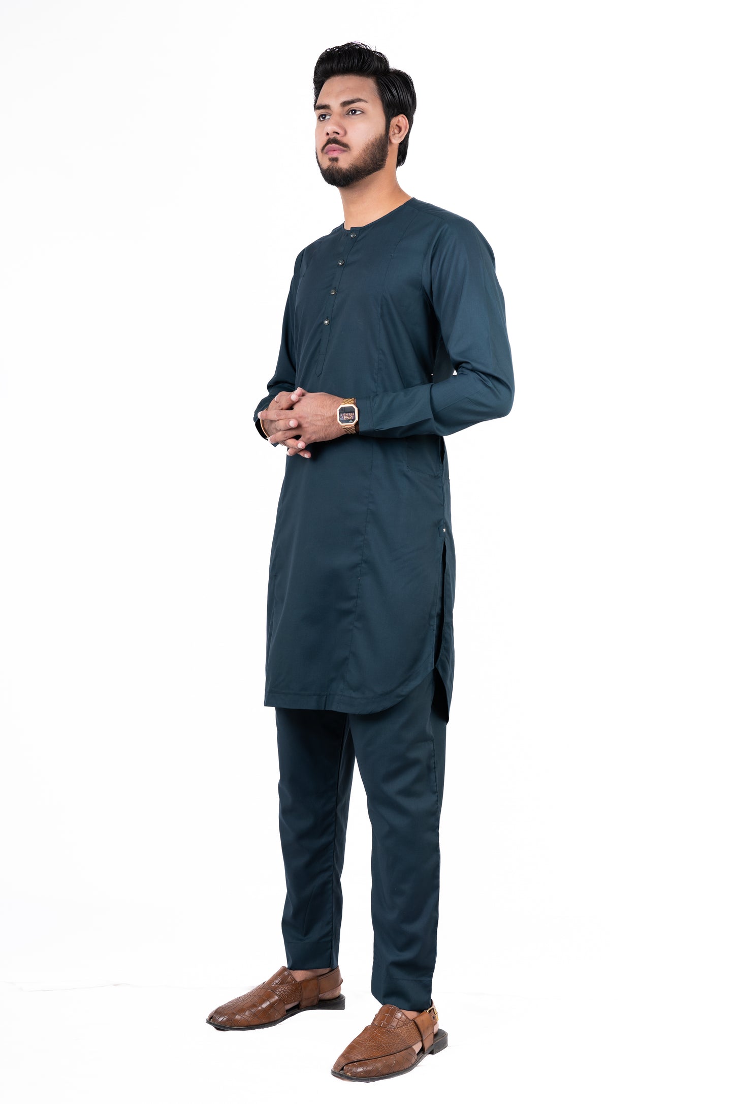 Teal Plated Lucknowi Kurta Pajama
