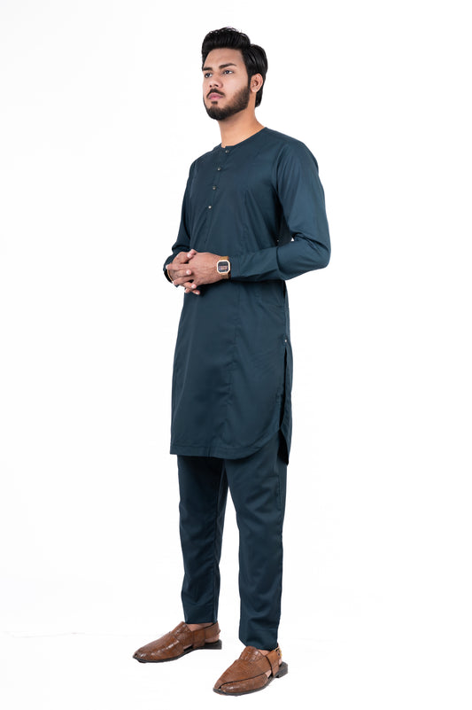 Teal Plated Lucknowi Kurta Pajama