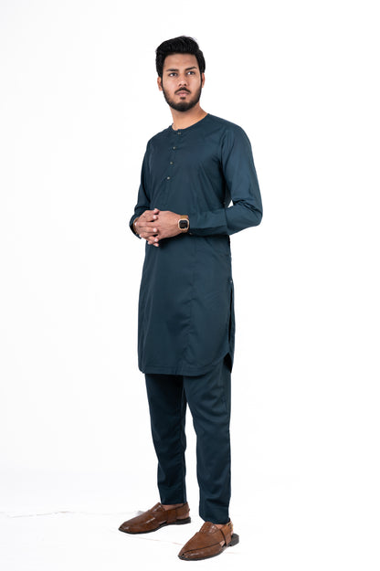 Teal Plated Lucknowi Kurta Pajama