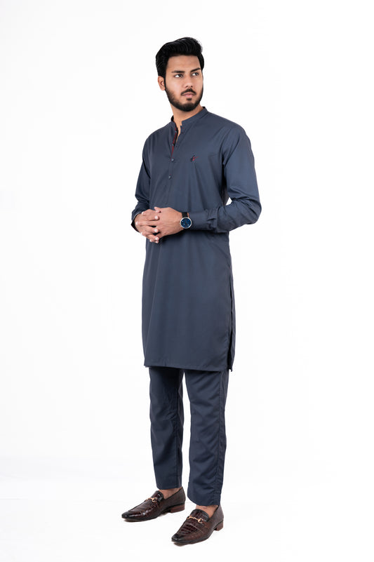 Coral Blue Contrast Kurta Pajama