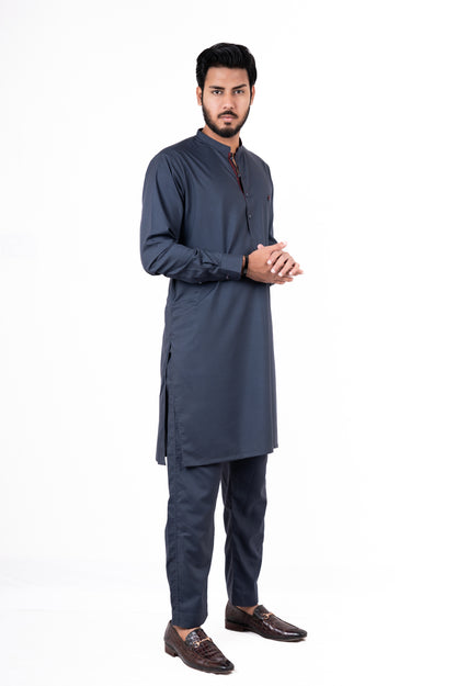 Coral Blue Contrast Kurta Pajama