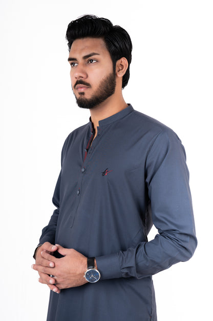 Coral Blue Contrast Kurta Pajama