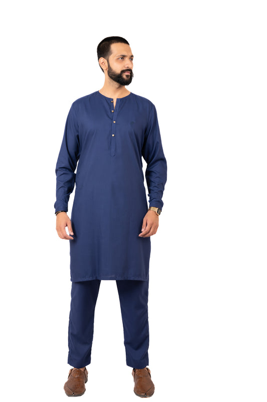 Blue Lucknowi Kurta Pajama